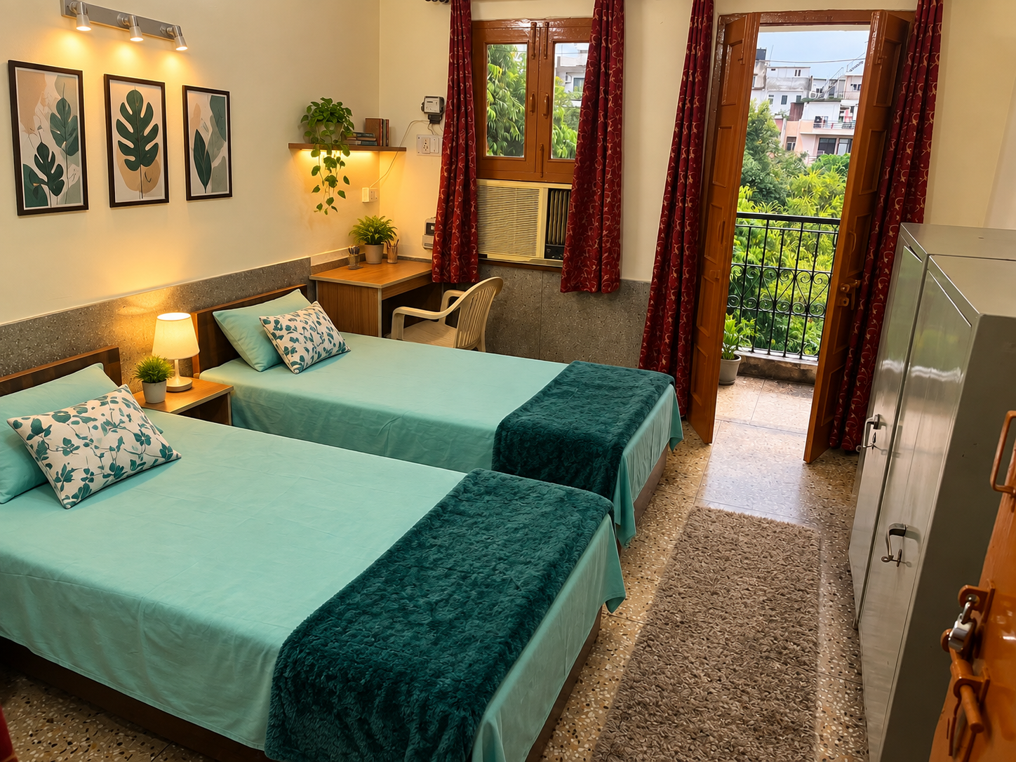 Premium PG accommodation bedroom with clean interiors